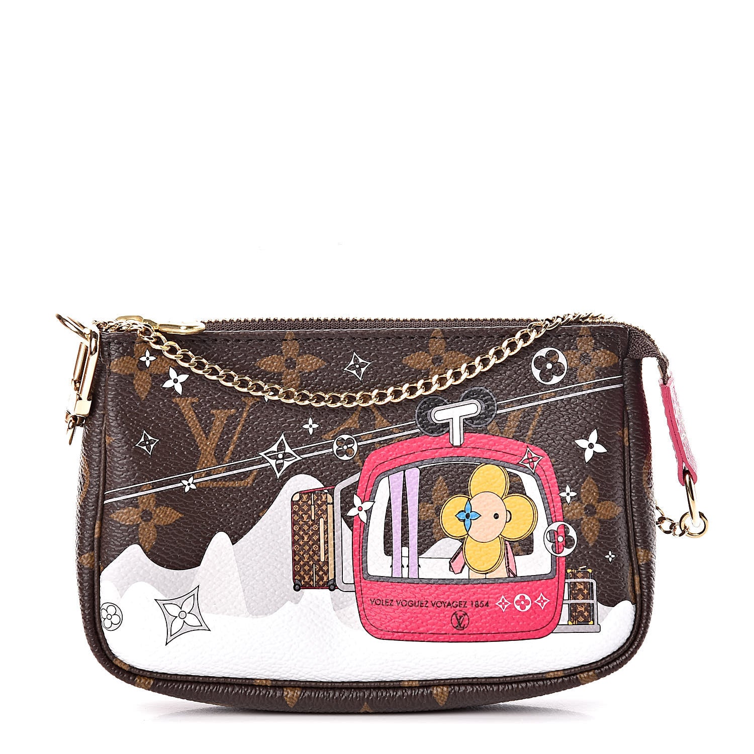 Louis Vuitton Monogram 2019 Christmas Animation Mini Courchevel Pochette Accessories Fuchsia 1 of 8
