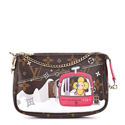 Louis Vuitton Monogram 2019 Christmas Animation Mini Courchevel Pochette Accessories Fuchsia 1 of 8