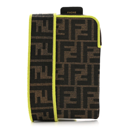 Fendi Fabric Jacquard FF 1974 Cell Pocket Strap You Tobacco Moro Giallo Fluo 1 of 13