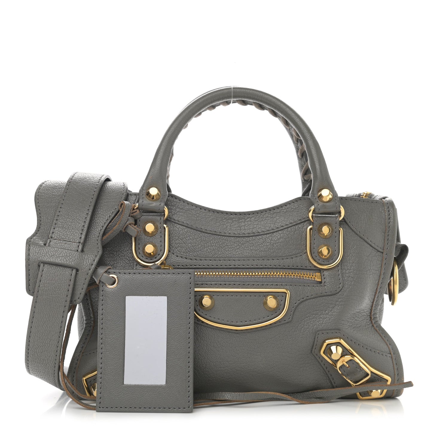 Chevre Gold Metallic Edge Hardware Mini City Gris Acier