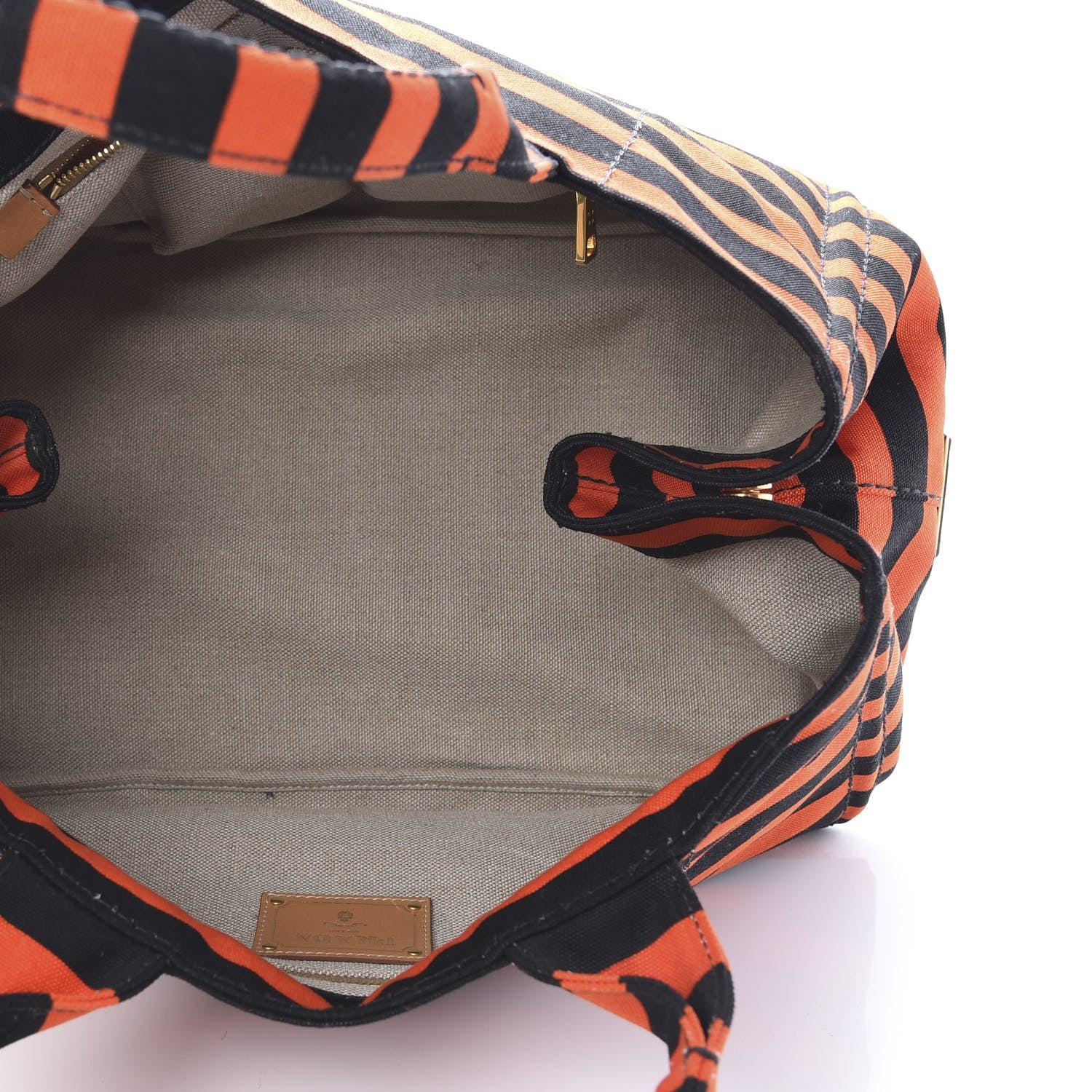 Prada Canapa Striped Tote Arancio 5 of 10