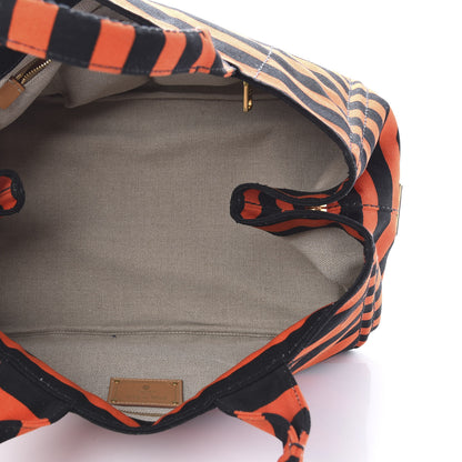 Prada Canapa Striped Tote Arancio 5 of 10