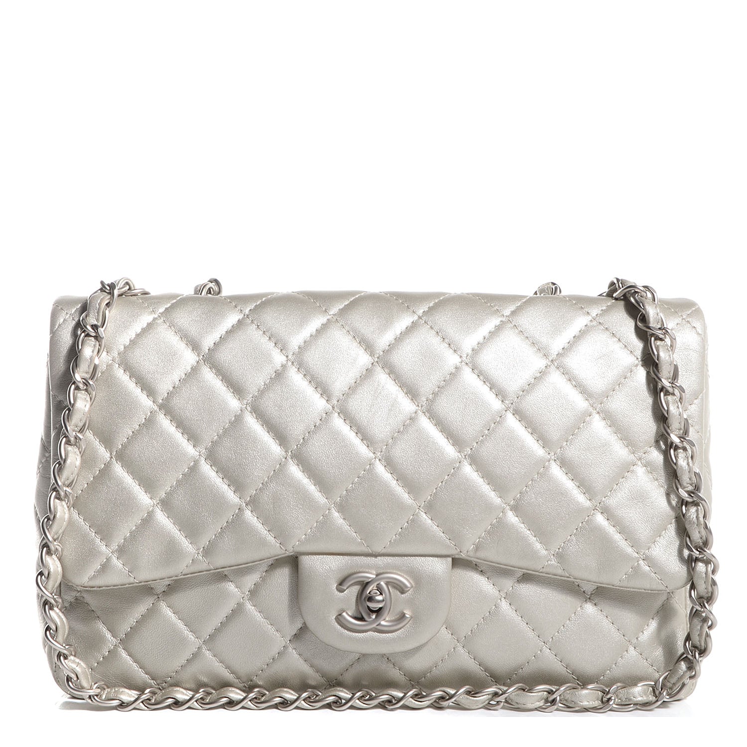 Chanel Metallic Lambskin Jumbo Single Flap Light Gold 1 of 8