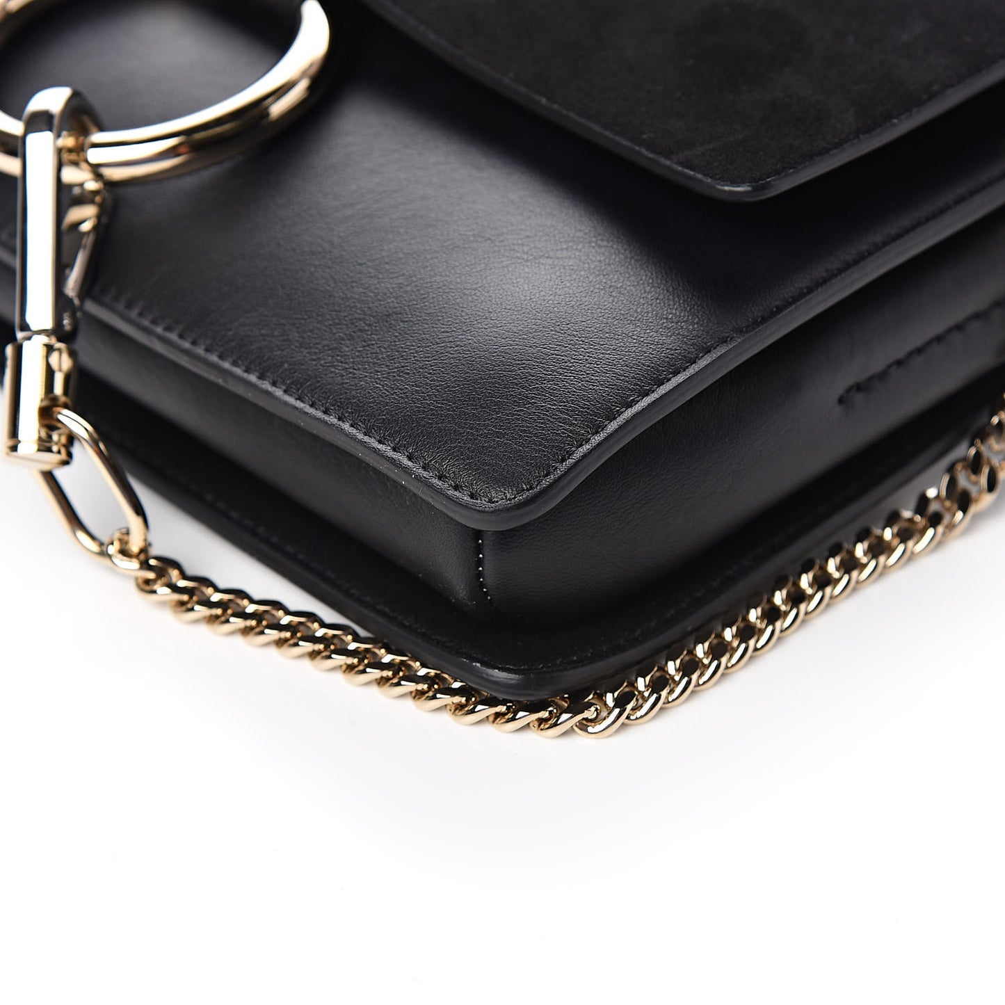 Suede Calfskin Small Faye Shoulder Bag Black