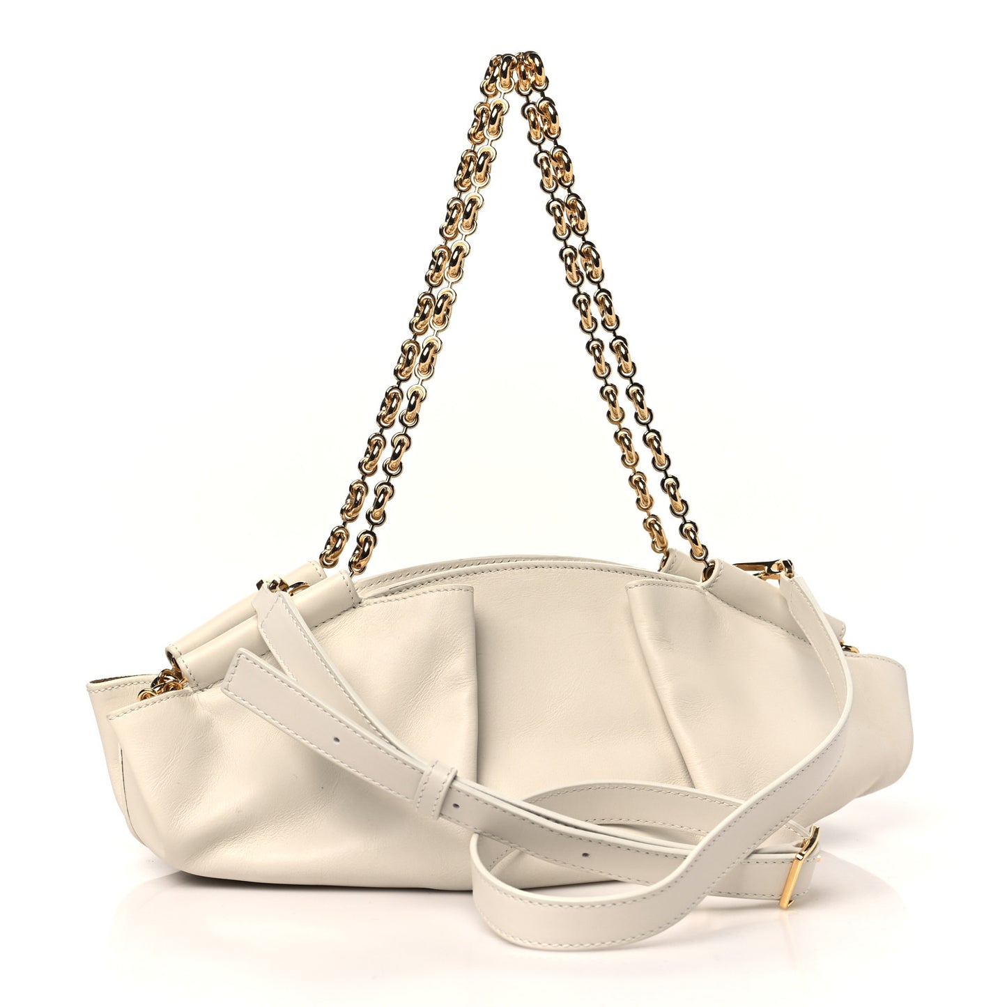 Shiny Nappa Calfskin Small Paseo Bag With Chain Soft White