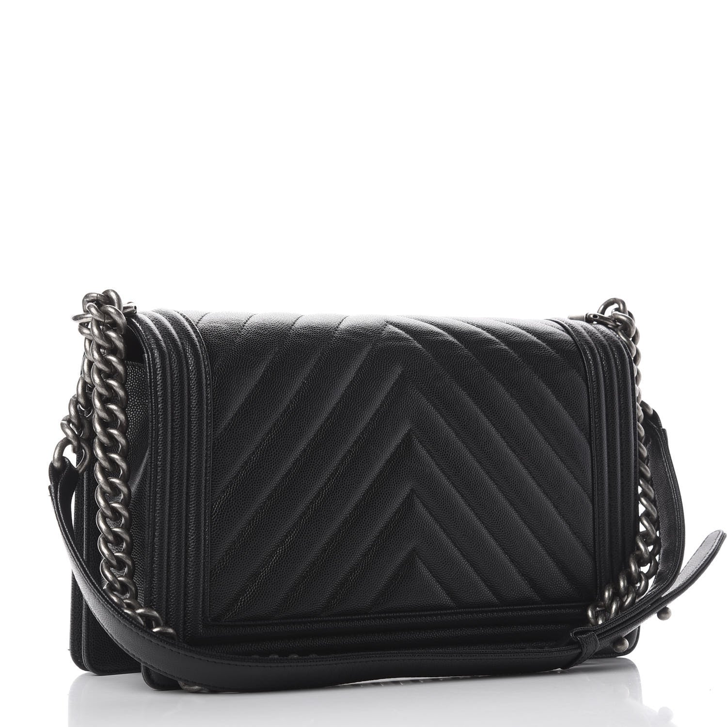 Chanel Caviar Chevron Quilted New Medium Boy Flap Black 2 of 9