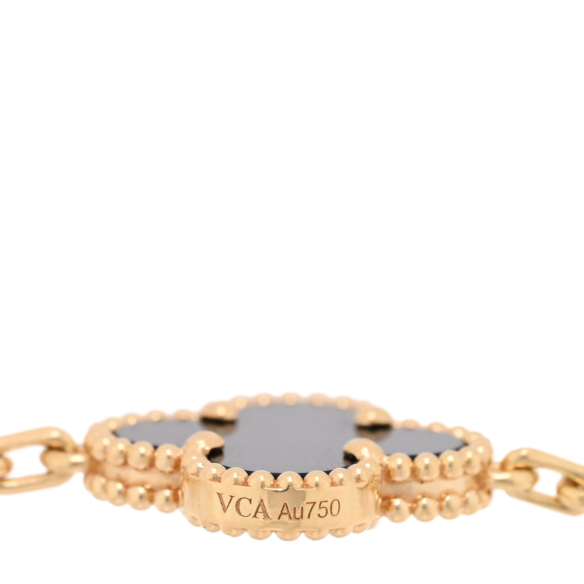 Van Cleef & Arpels 18K Yellow Gold Black Onyx 5 Motifs Vintage Alhambra Bracelet 3 of 4