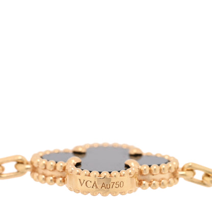 Van Cleef & Arpels 18K Yellow Gold Black Onyx 5 Motifs Vintage Alhambra Bracelet 3 of 4