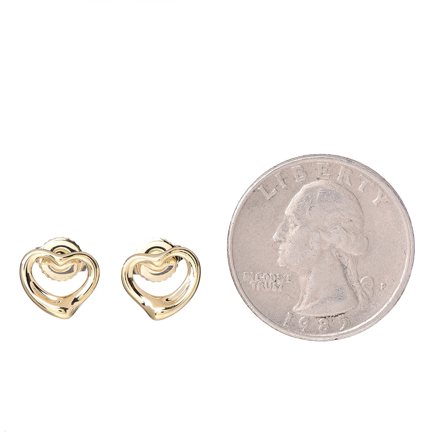 Tiffany 18K Yellow Gold 11mm Elsa Peretti Open Heart Earrings 2 of 4