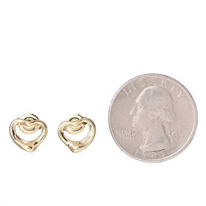 Tiffany 18K Yellow Gold 11mm Elsa Peretti Open Heart Earrings 2 of 4