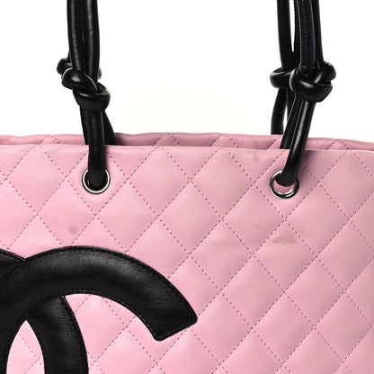 Chanel Calfskin Quilted Medium Cambon Tote Pink Black 10 of 11