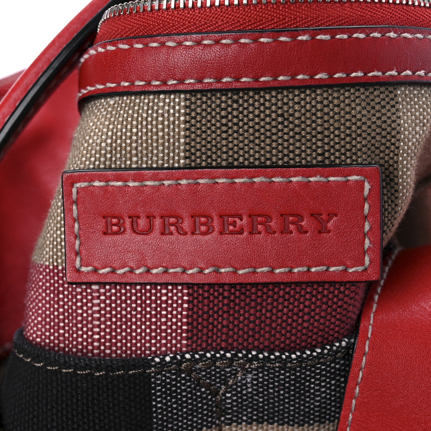Burberry Canvas Mega Check Medium Ashby Bucket Bag Red 6 of 9