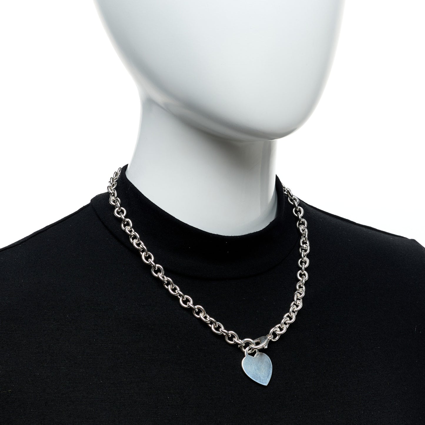 Sterling Silver Heart Tag Pendant Necklace
