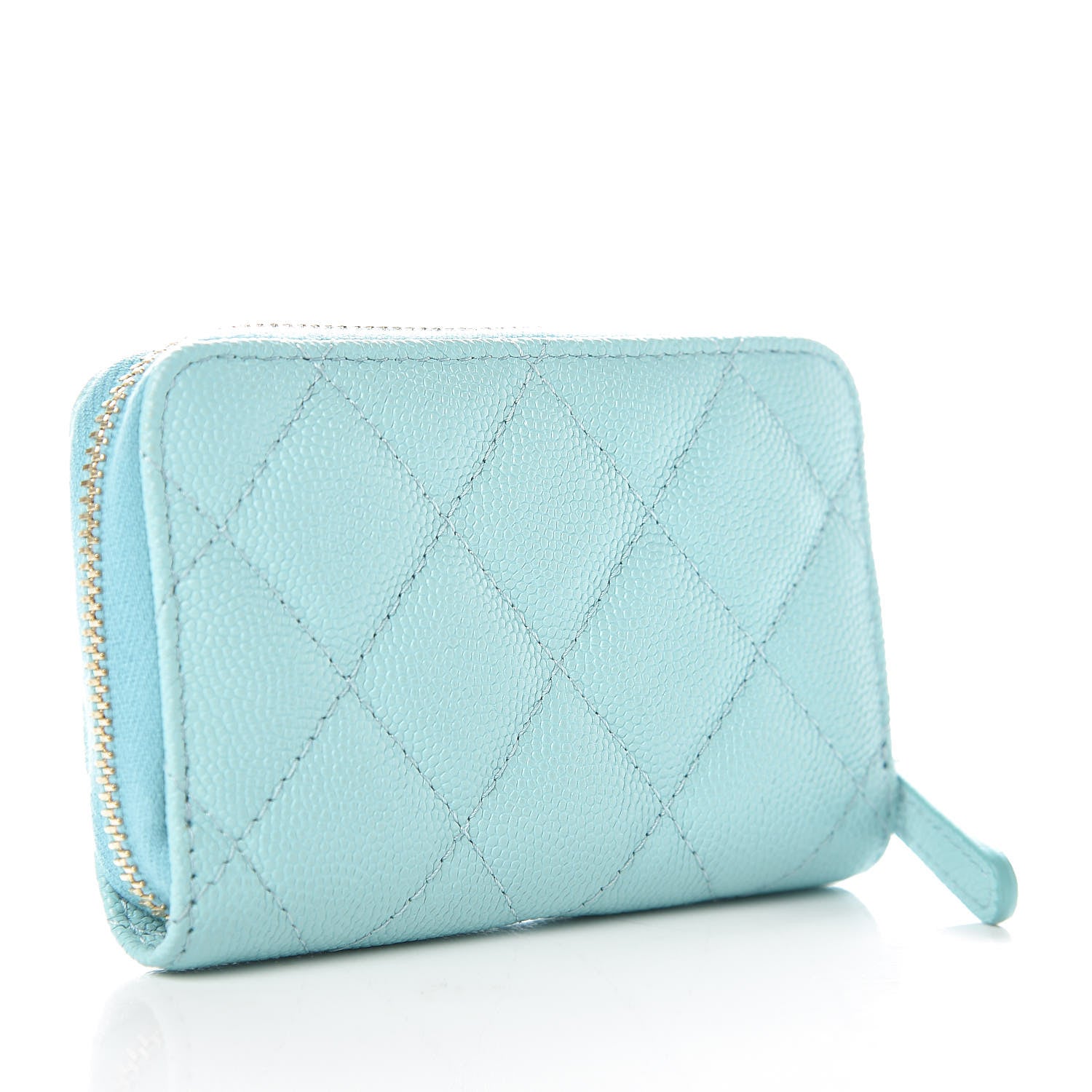 Chanel Caviar Quilted Zip Coin Purse Light Blue 3 of 8