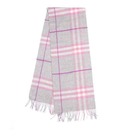 Burberry Cashmere Giant Check Fringe Scarf Grey 1 of 3