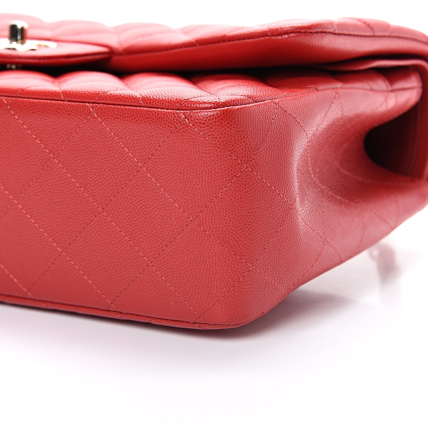 Caviar Quilted Jumbo Double Flap Red