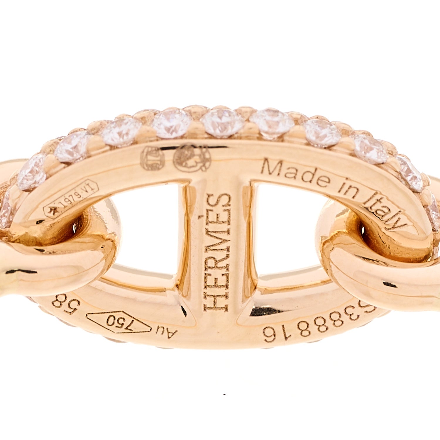 Hermes 18K Rose Gold Diamond Farandole Ring 58 8.5 5 of 6
