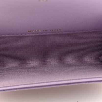 Chanel Shiny Goatskin Quilted Chanel 19 Flap Card Holder Light Purple 5 of 8