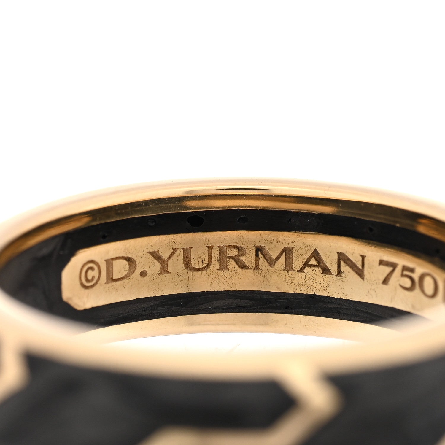 David Yurman 18K Yellow Gold 6mm Forged Carbon Band Ring 53 6.5 4 of 5