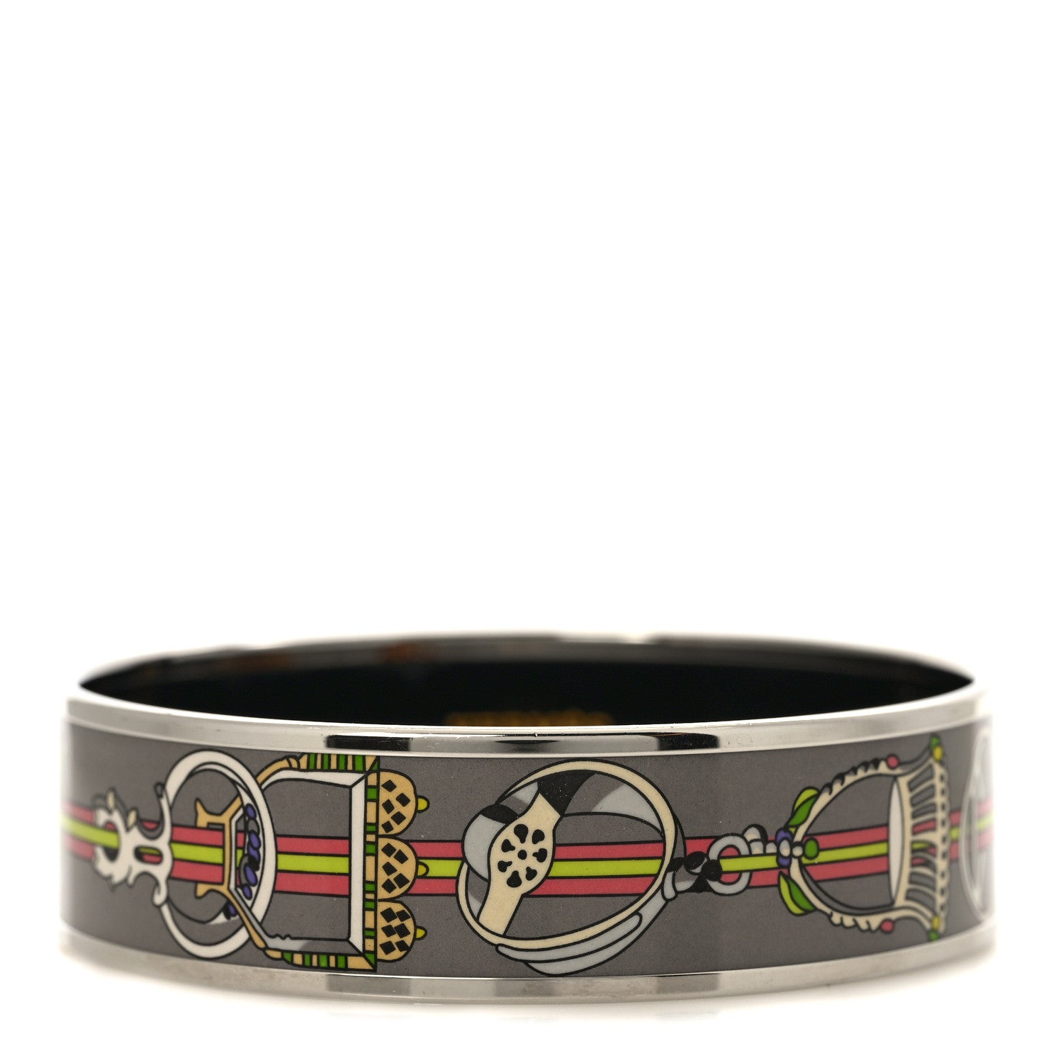 Hermes Enamel Printed Wide Concours D'Etriers Bracelet 62 1 of 5