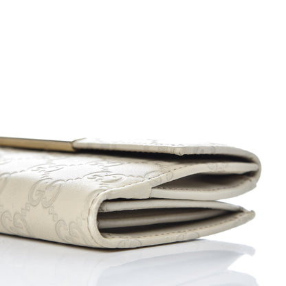 Gucci Guccissima Margaux Calfskin Metal Bar Continental Flap Wallet Mystic White 8 of 10