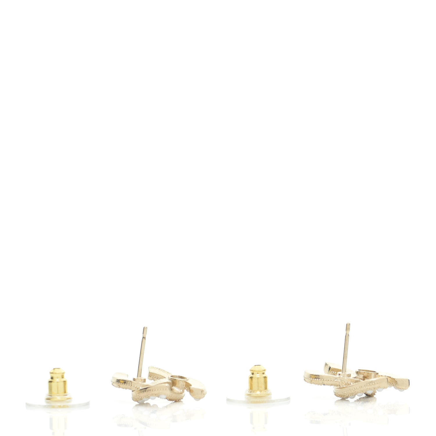 Chanel Resin Pearl CC Earrings Gold Black 3 of 5