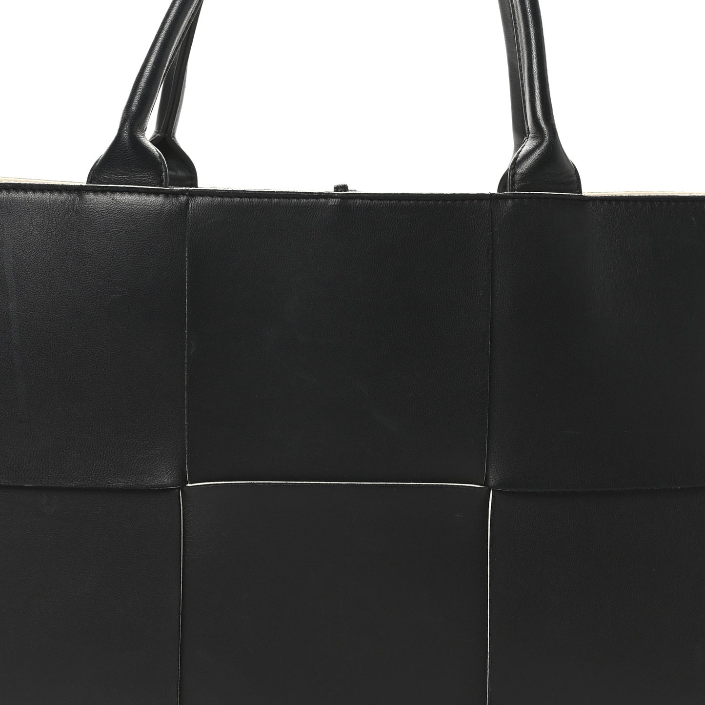 Nappa Maxi Intrecciato Medium Arco Tote Black White