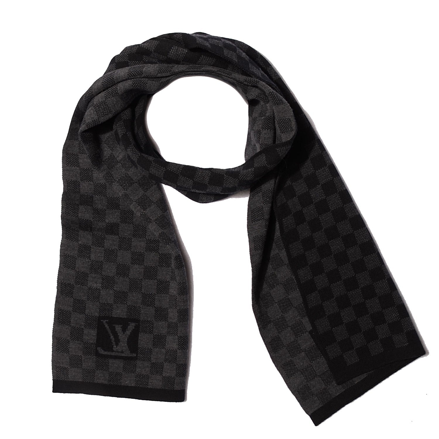 Louis Vuitton Wool Petit Damier Stole Scarf Black 1 of 4