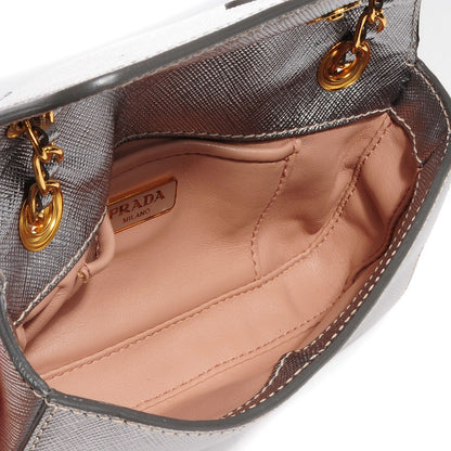 Prada Saffiano Shoulder Flap Silver 5 of 11