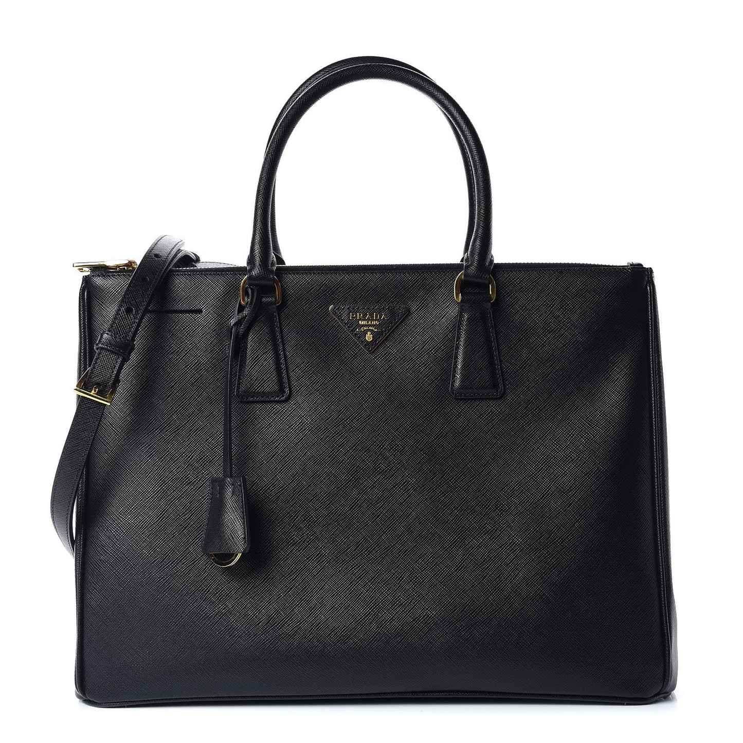Saffiano Large Galleria Double Zip Tote Black