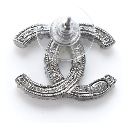 Chanel Crystal Pearl CC Earrings Silver 4 of 5