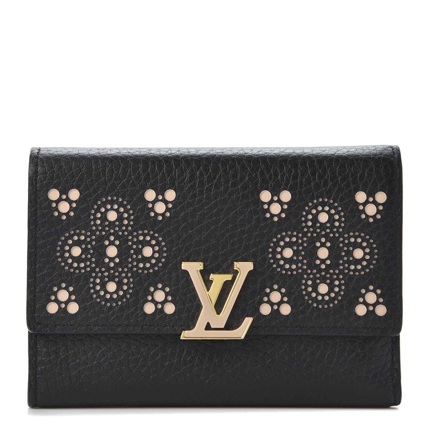 Louis Vuitton Taurillon Perforated Capucines Compact Wallet Black 1 of 11