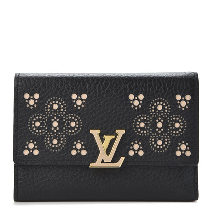 Louis Vuitton Taurillon Perforated Capucines Compact Wallet Black 1 of 11