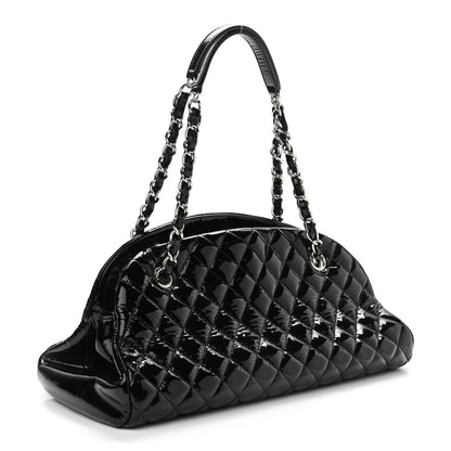 Chanel Patent Quilted Medium Just Mademoiselle Bowling Bag Black 3 of 13