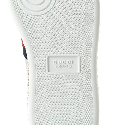 Gucci Calfskin Crystal Web Bee Embroidered Womens Ace Platform Sneakers 35.5 White 7 of 10