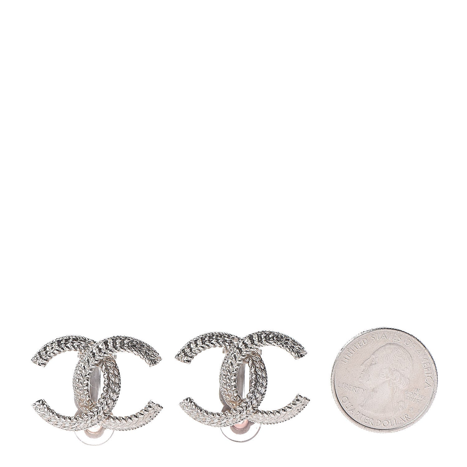 Chanel CC Clip On Earrings Silver 2 of 4