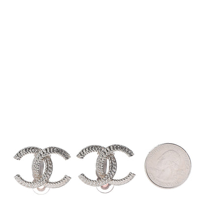 Chanel CC Clip On Earrings Silver 2 of 4