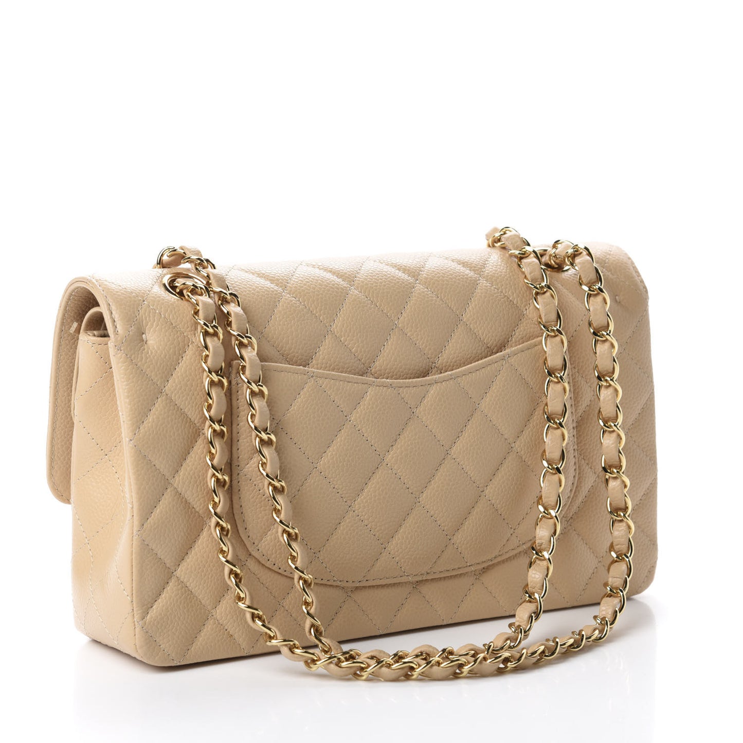 Caviar Quilted Medium Double Flap Beige Clair