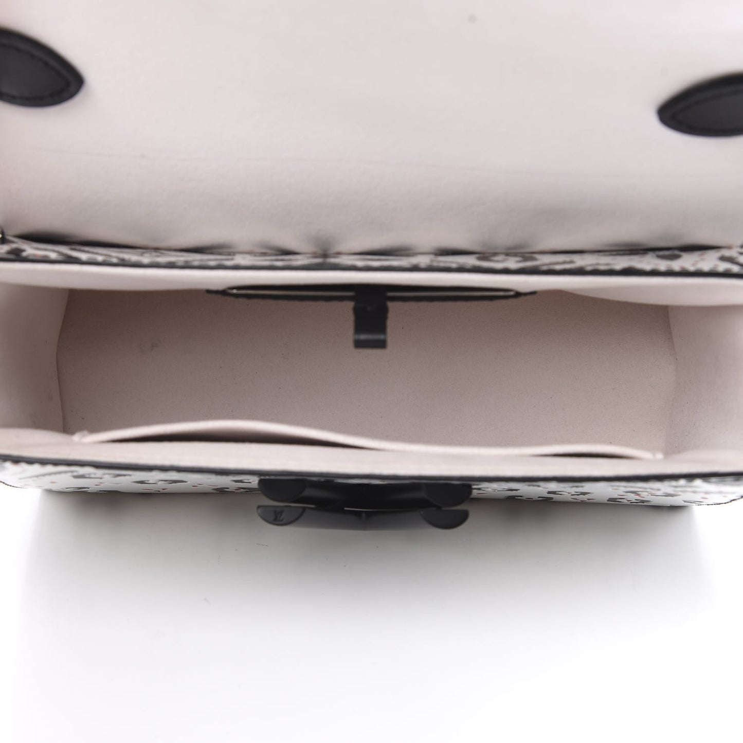 Calfskin Graphic Print Twist Shoulder Bag MM White Black