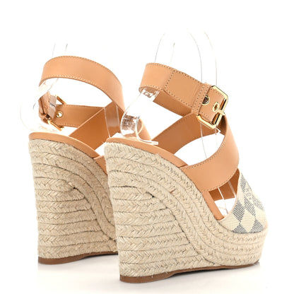 Louis Vuitton Damier Azur Starboard Wedges 40 Tan 4 of 8
