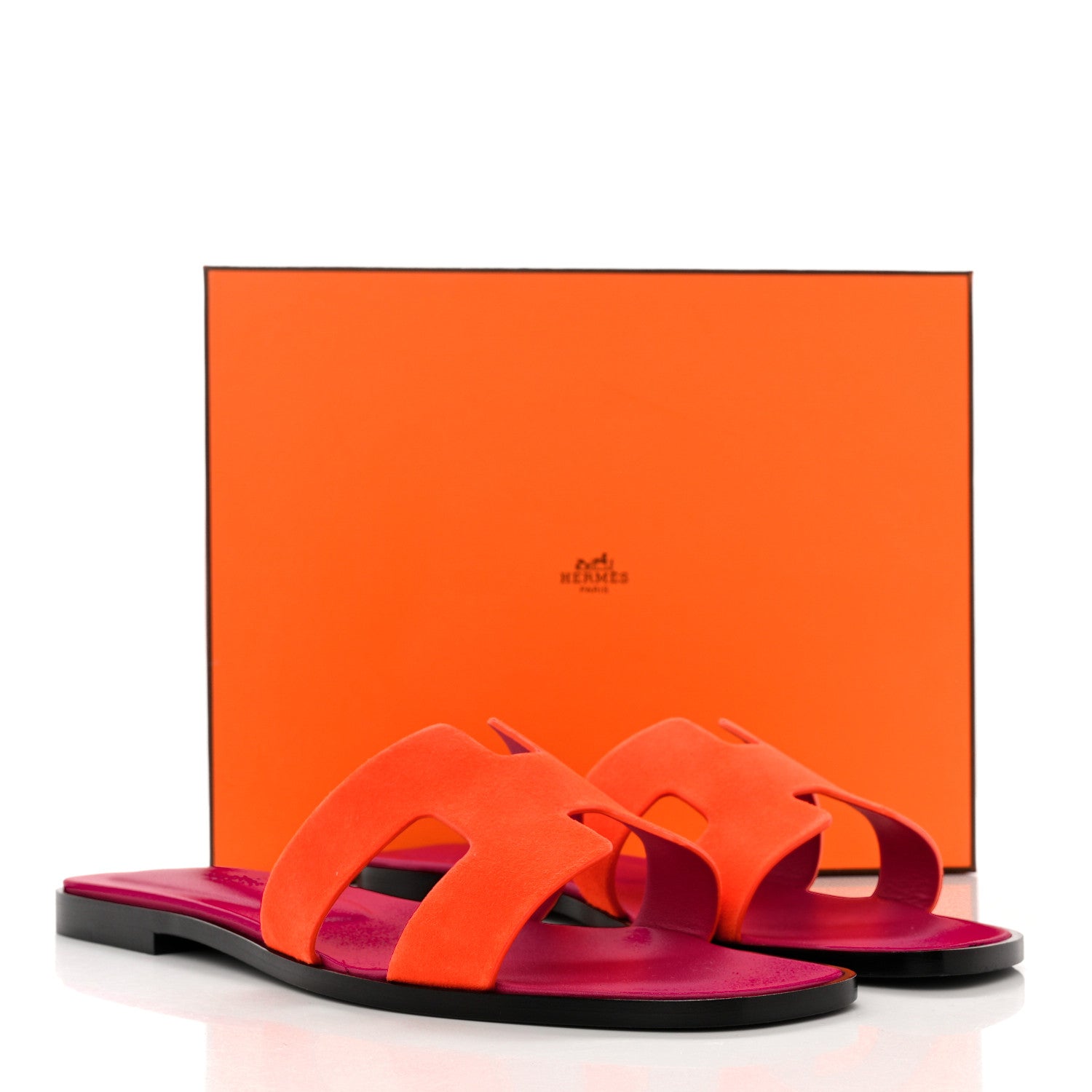 Hermes Suede Goatskin Oran Sandals 40 Orange Synthetique 9 of 9