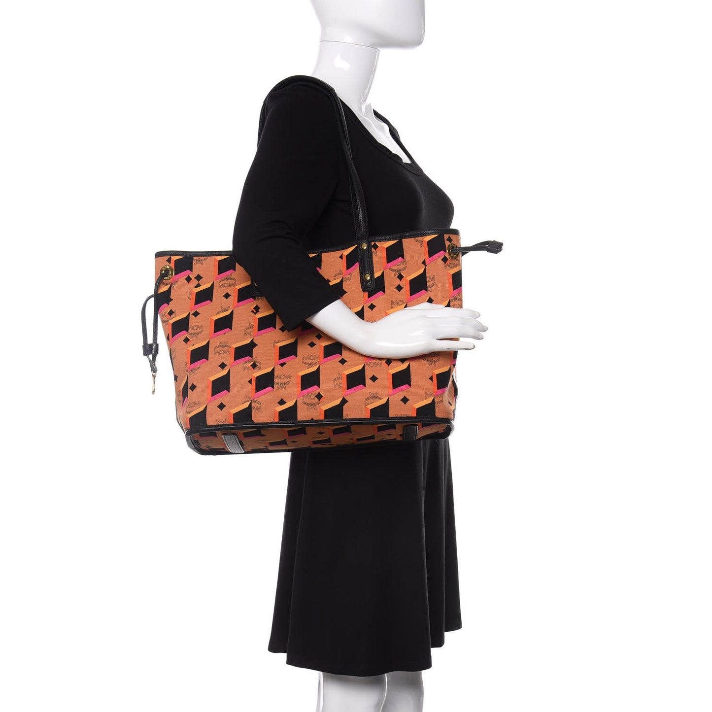 Visetos Medium Reversible Shopping Tote Cognac Black