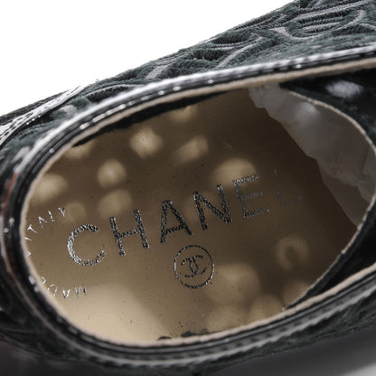 Chanel Patent Grained Goatskin Hollow Out Flower Sneakers 36.5 Black 9 of 9