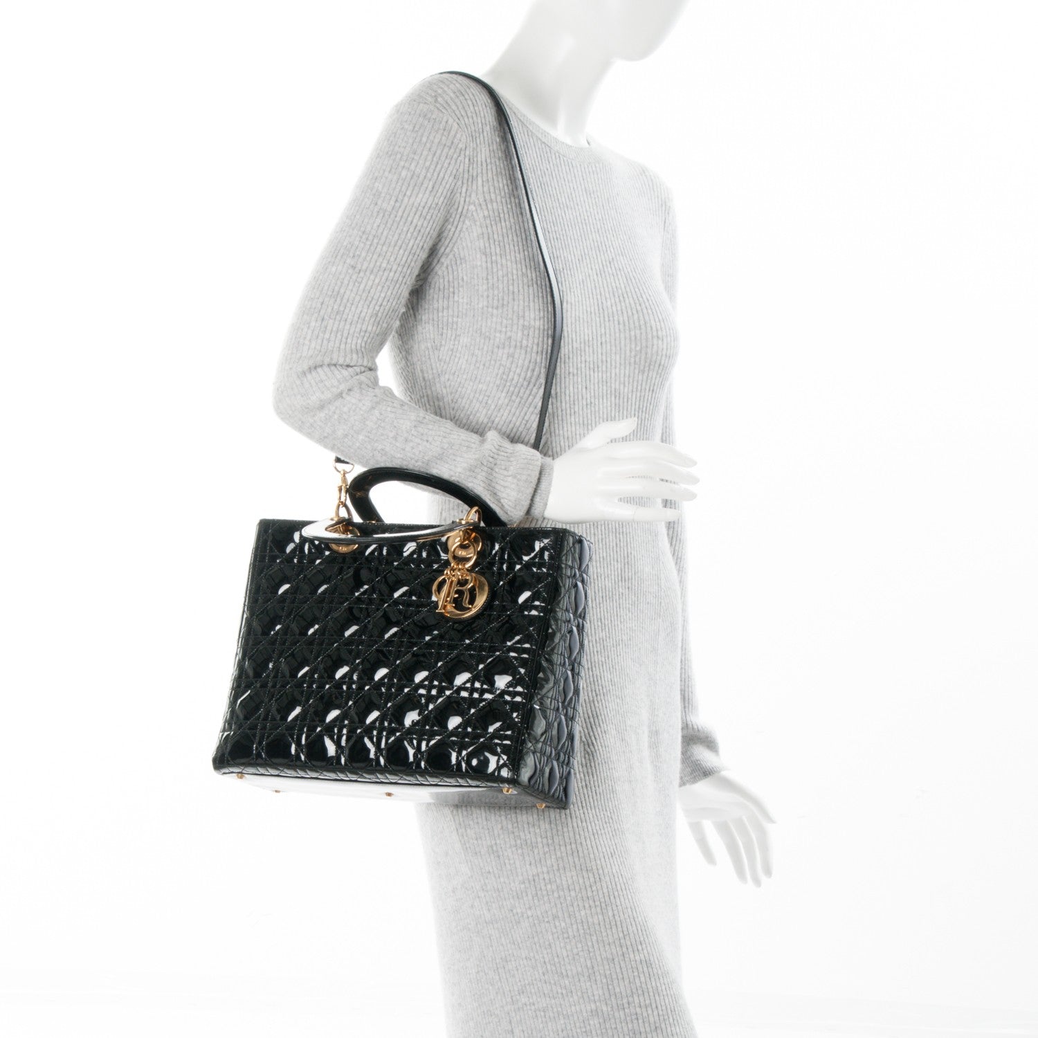 Christian Dior Patent Cannage Large Lady Dior Black 2 of 7
