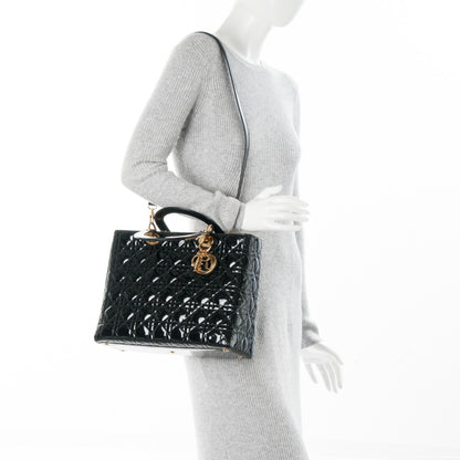 Christian Dior Patent Cannage Large Lady Dior Black 2 of 7
