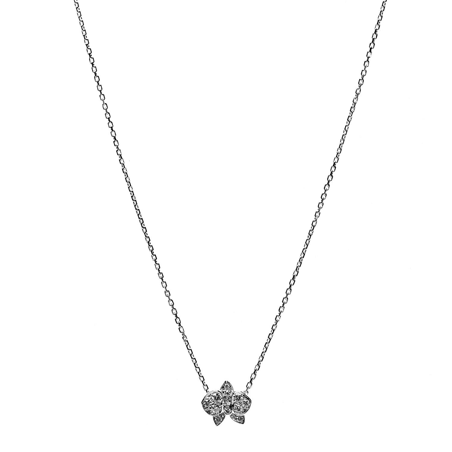 18K White Gold Diamond Caresse D'Orchidees Par Necklace