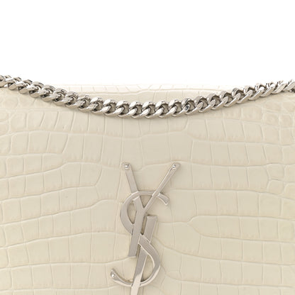 Saint Laurent Calfskin Crocodile Embossed Small Classic Monogram Kate Tassel Satchel Crema Soft 8 of 11