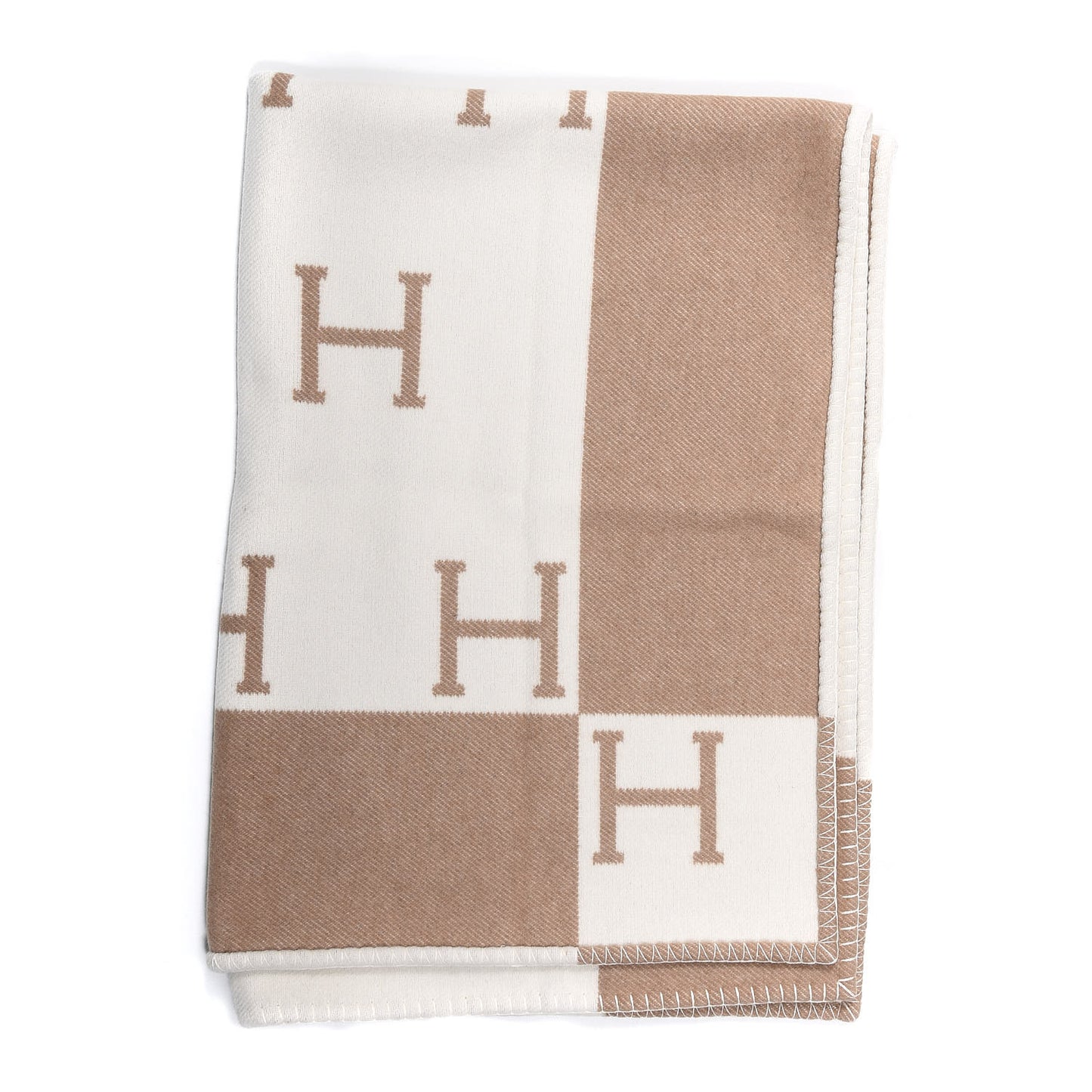 Wool Cashmere Avalon Baby Blanket Noisette Moyen White
