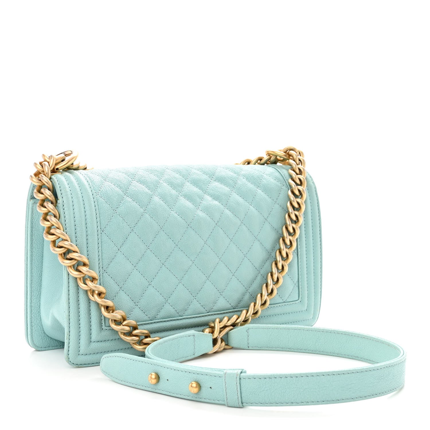 Chanel Caviar Quilted Medium Boy Flap Light Blue 2 of 9