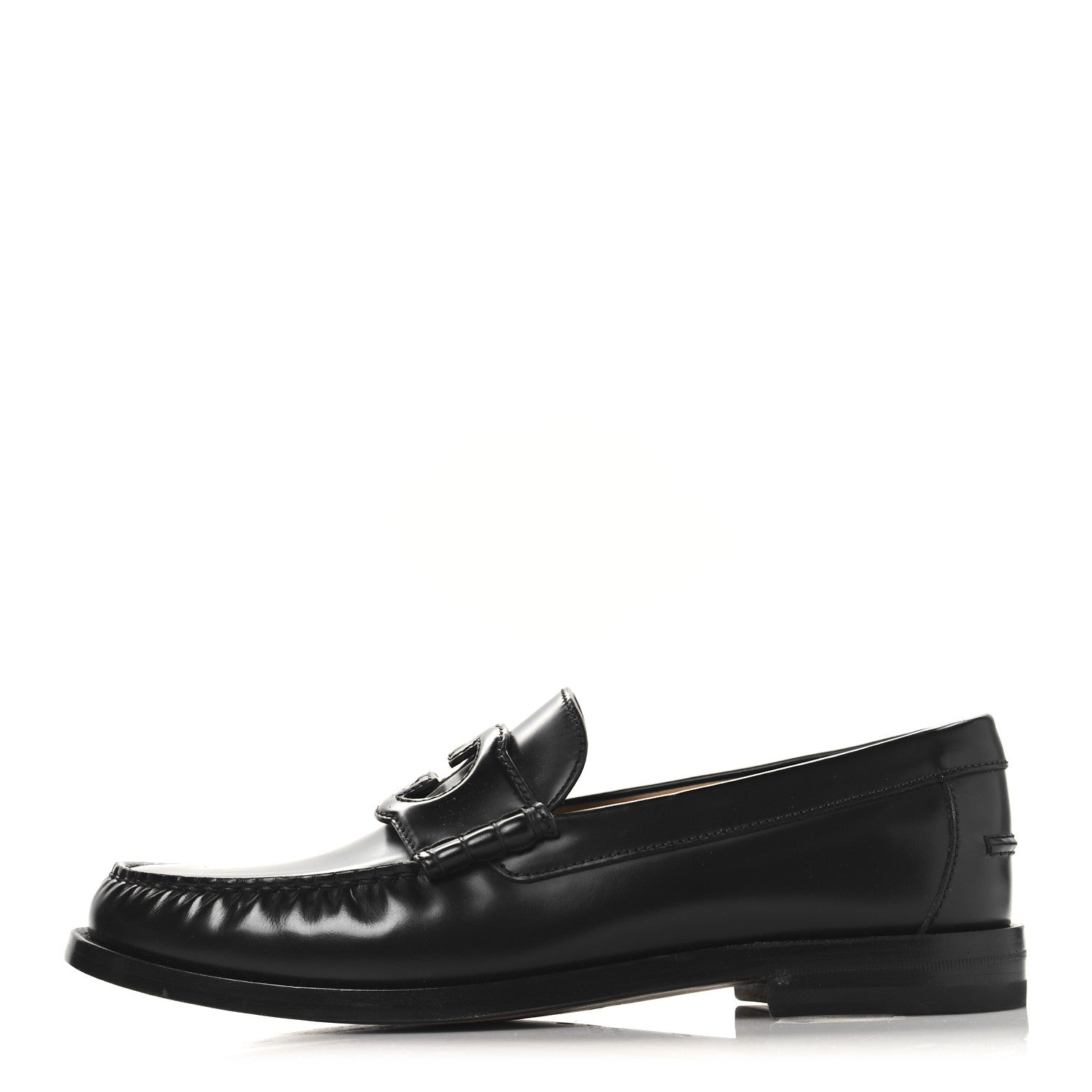 Gucci Calfskin Mens Interlocking G Millennial Ribot Loafers 8.5 Black 1 of 12